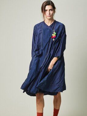 Pero Tunic Wrap Dress in Navy 36 XS